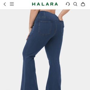 HalaraMagic™ High Waisted Crossover Pocket Breathable Casual pants denim XL